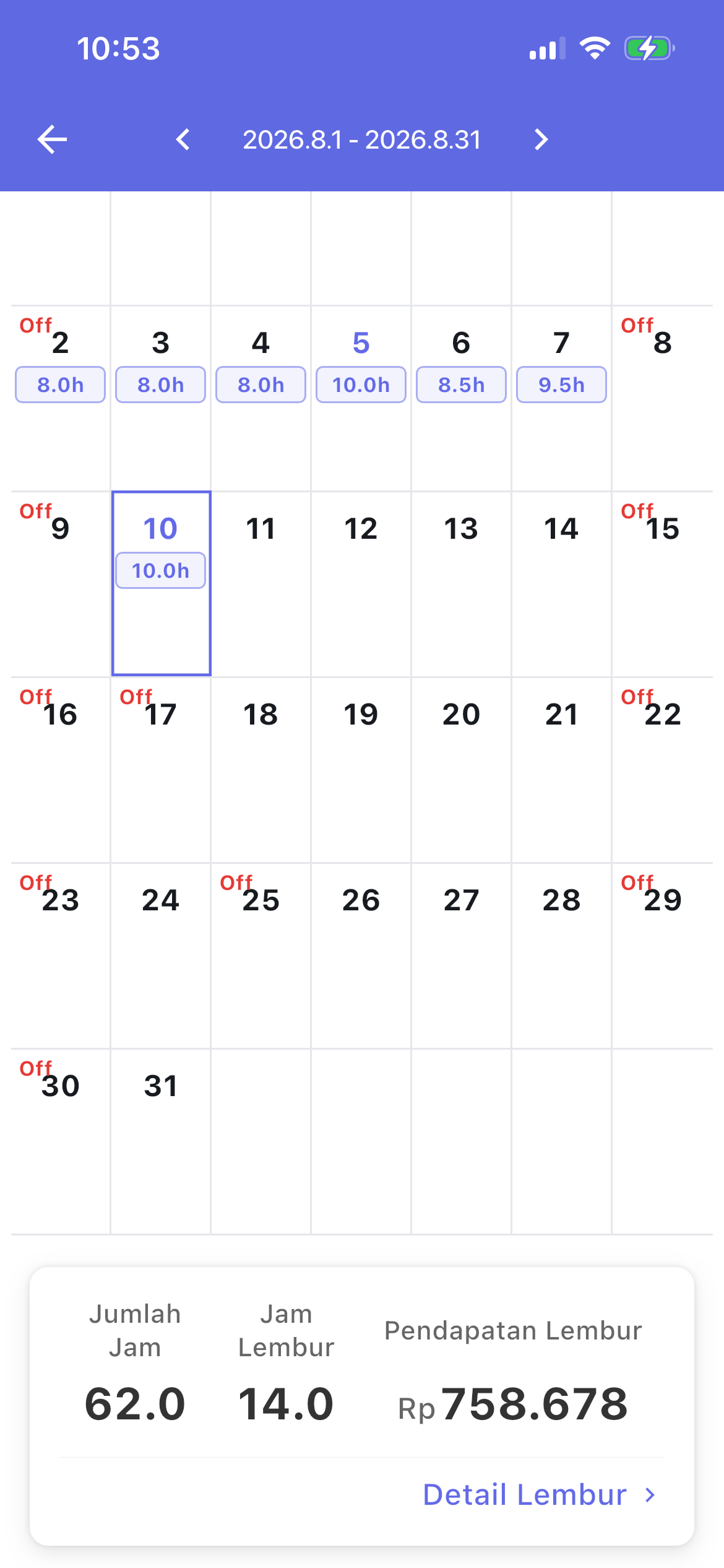 Kalender kerja bulanan